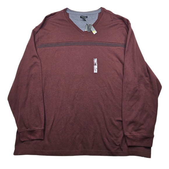 Van Heusen Long Sleeve Casual Shirt Mens 4XL Big Tall Burgundy Red V Neck NEW